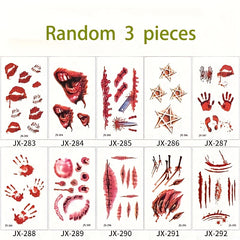 Realistic Gory Halloween Wound Tattoo Stickers (1pc/3pcs/10pcs)