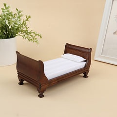 Wooden Single Bed Dollhouse Furniture Decor Toy