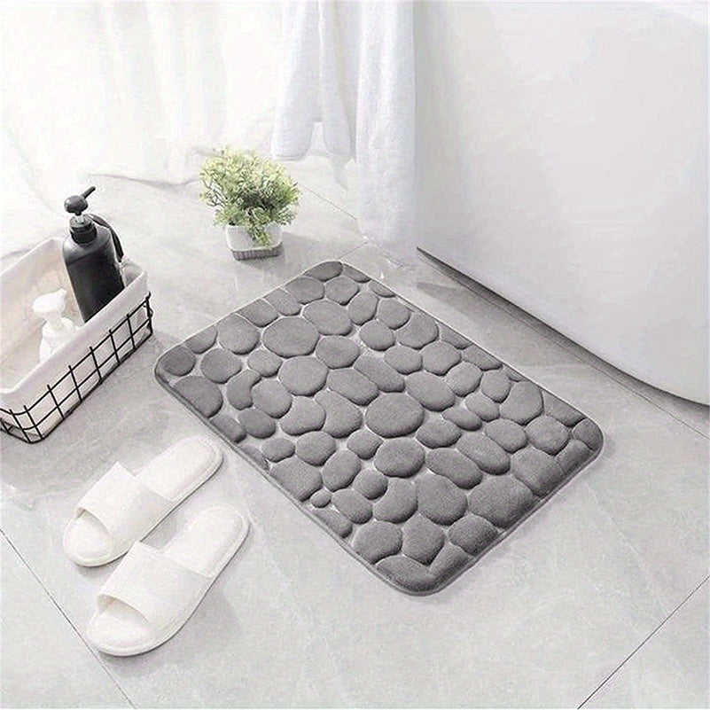 Memory Foam Bath Rug Cobblestone Embossed Bathroom Mat