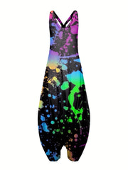 Plus Size Casual Jumpsuit Women's Plus Floral Print V Neck Jumpsuit
