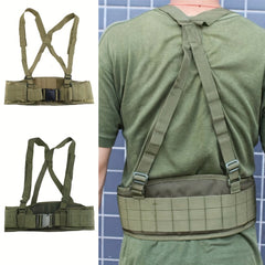 Tactical Waist Support with Suspenders and Padded Molle Belt
