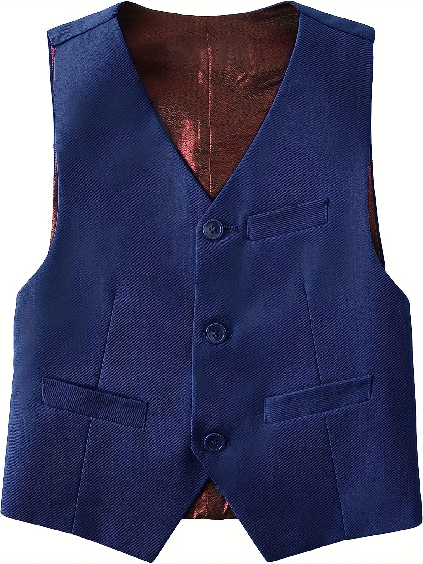 Boys Formal Sleeveless Vest Button Down Solid Vest For Party