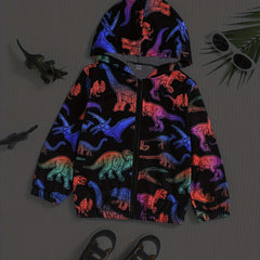 Kid's Cartoon Print Zipper Windbreaker Coat