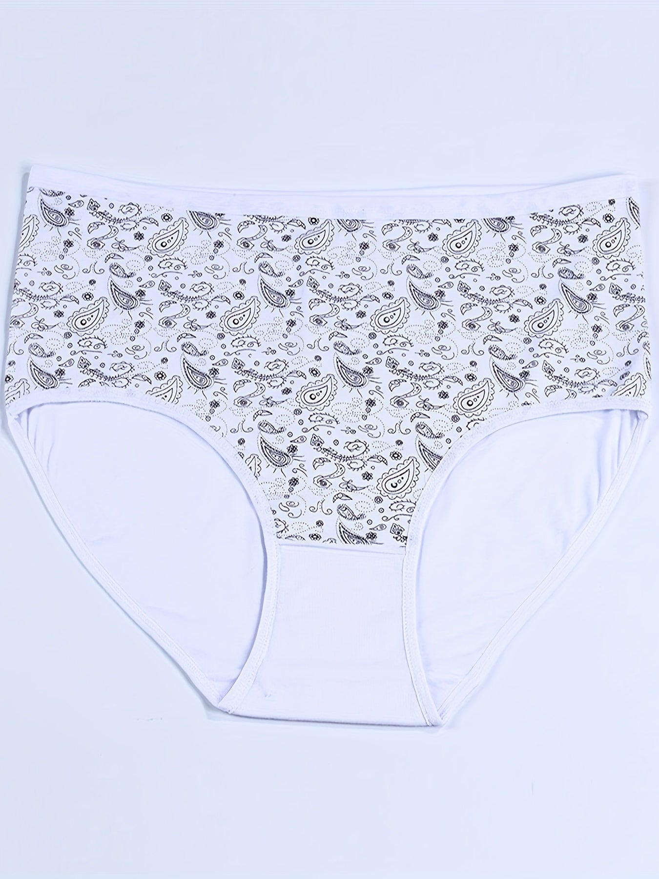 4 Pack Plus Size Boho Panties Set Women's Plus Paisley Print Underwear