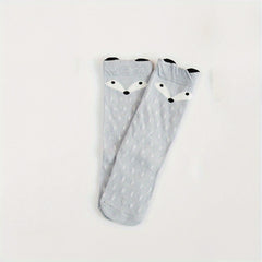 Cute Fox High Socks for Kids - Elastic and Breathable Leg Warmers