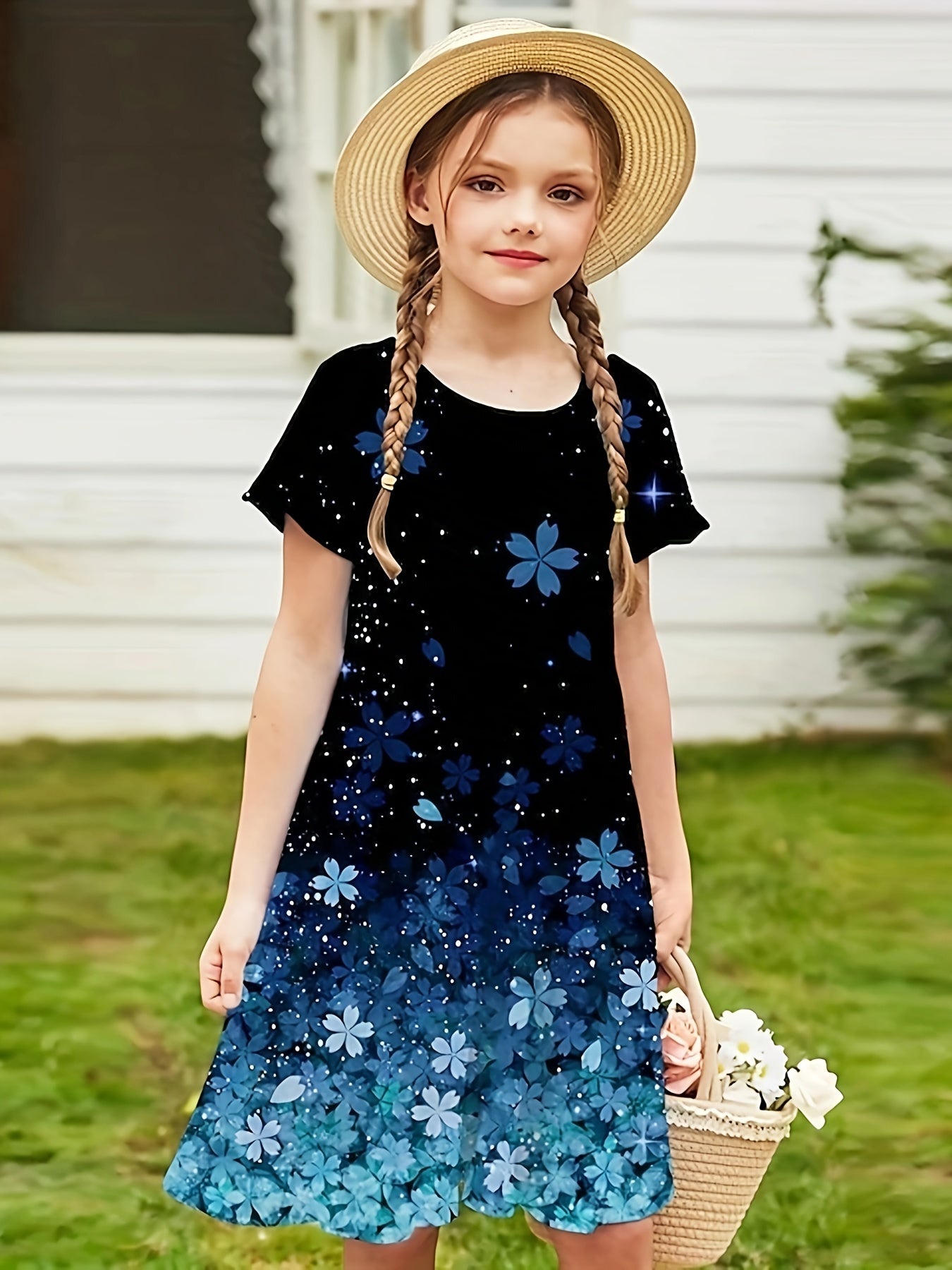 Shamrock Print Crew Neck Short Sleeve Dress
