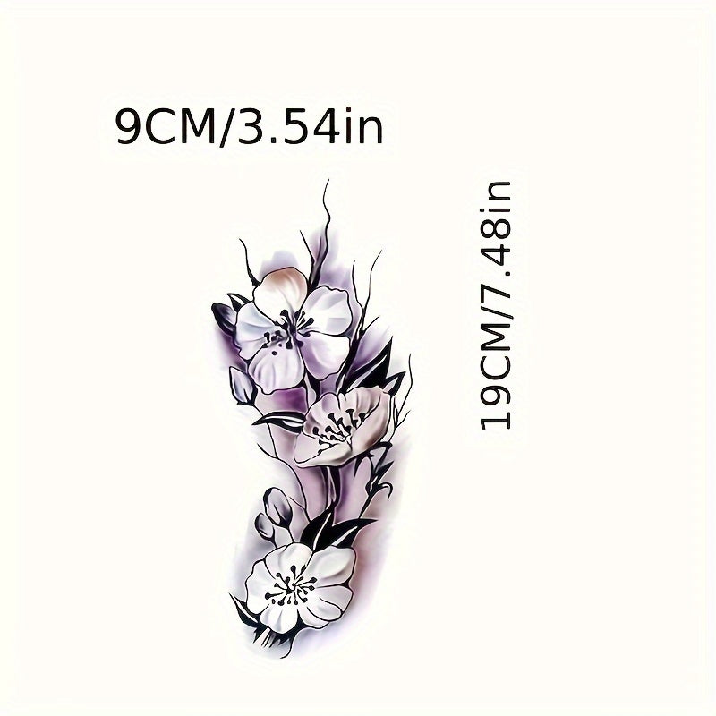 Plum Flower Waterproof Tattoo Sticker, Long Lasting, Daily Party Decors