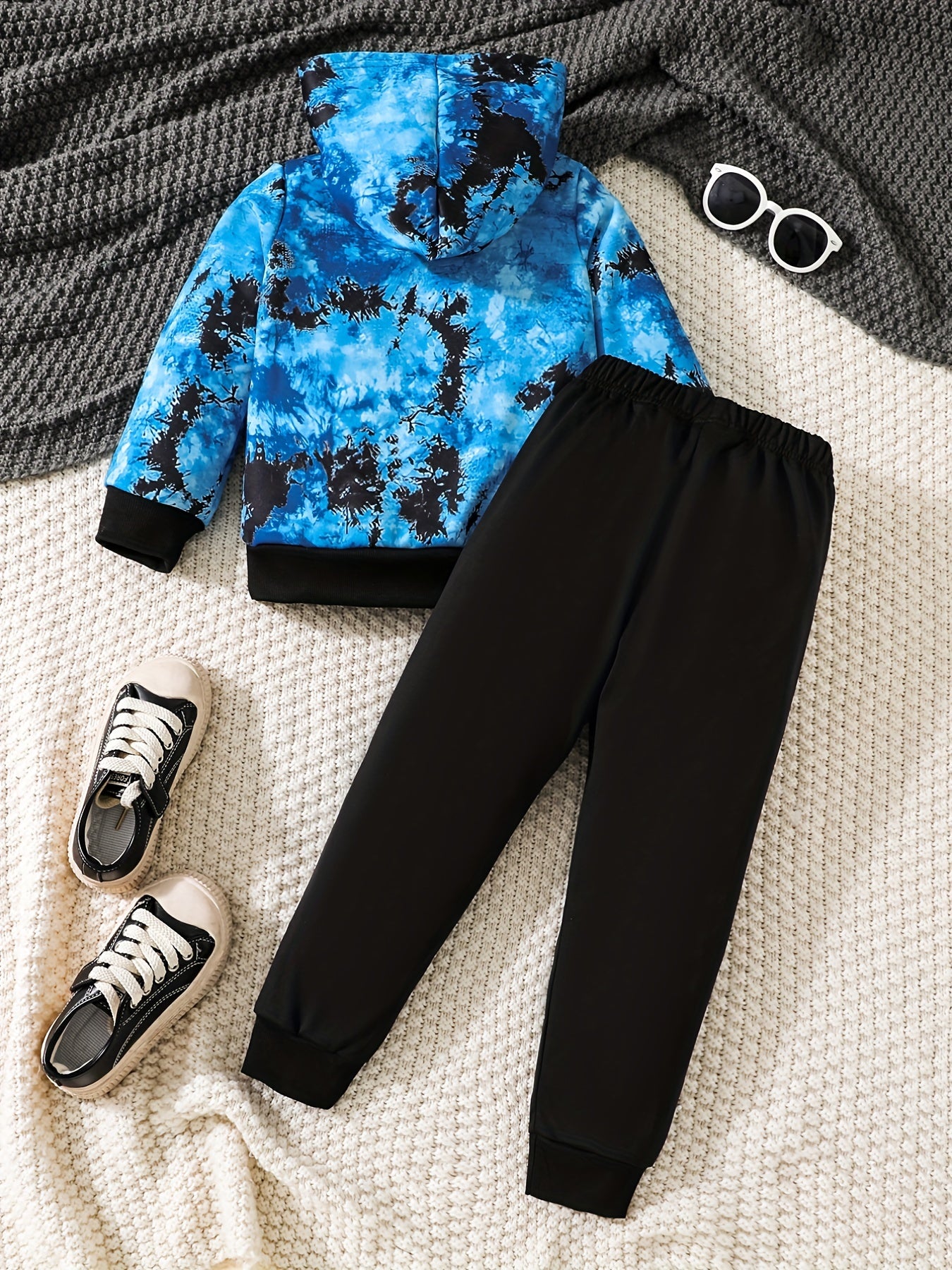 Boy's Tie Dye WILD BOY Print Hoodie & Sweatpants Set