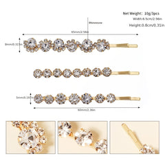 Crystal Bridal Bobby Pins Silvery Wedding Hair Pins 3pcs
