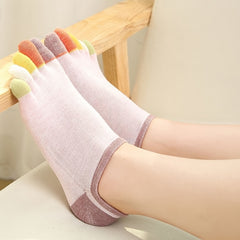 5 Pairs Women's Toe Socks Cotton Crew Sock Five Finger Socks For Running