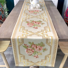 Embroidered Table Flag Square Polyester Flowers Table Runners