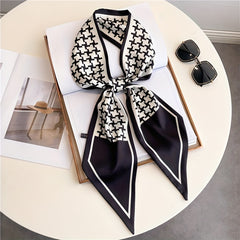 Geometric Print Silk Necktie & Hair Band Set