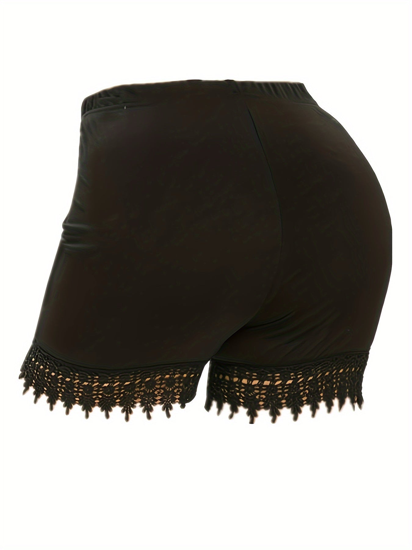 Solid Contrast Lace High Rise Skinny Shorts