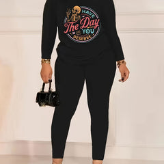 Casual Skull Print Two Piece Set T-shirt & Leggings