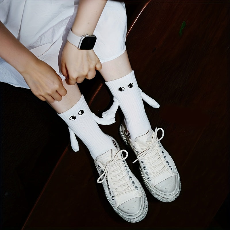 2pair Mid Tube Socks w/ Magnetic Suction for Couple