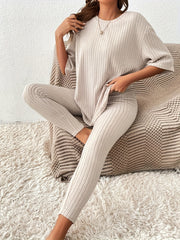 Solid Ribbed Tee & Leggings Set