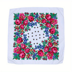 Boho Flower Print Bandana Square Scarf Vintage Hijab Turban Neckerchief