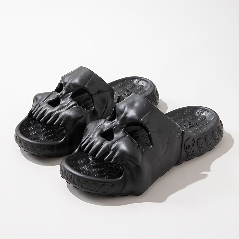 Men's Skull Head Slides Lightweight Non Slip Open Toe Quick Dry Slippers