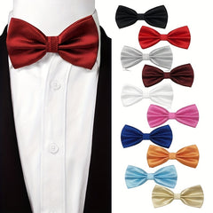 Men's Wine Red Plaid Business Wedding Bow Tie