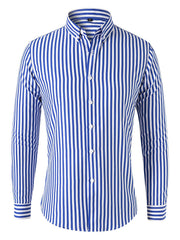 Men's Vertical Striped Button Up Shirt for Business Occasion