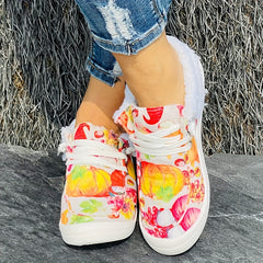 Women's Christmas Santa & Pumpkin Pattern Sneakers