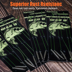 24pcs Carp Fishing Hair Rigs High Carbon Steel Hooks Braided Line Rolling Swivel