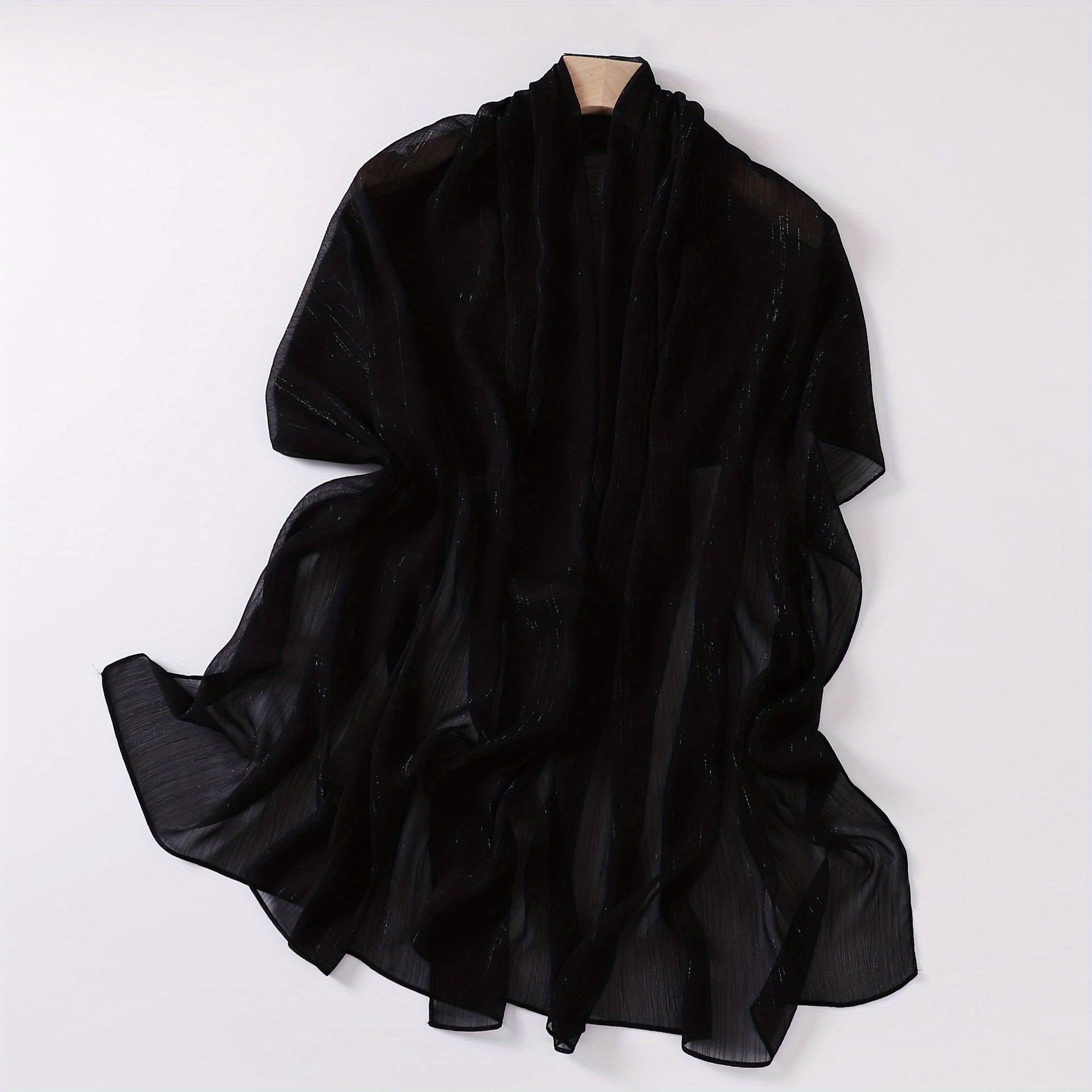 Silver Wire Chiffon Scarf Solid Silky Hijab Lightweight Shawl