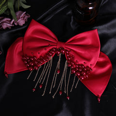Bridal Hair Bow Veil Bachelorette Party Faux Pearl Hair Clip Wedding Veil