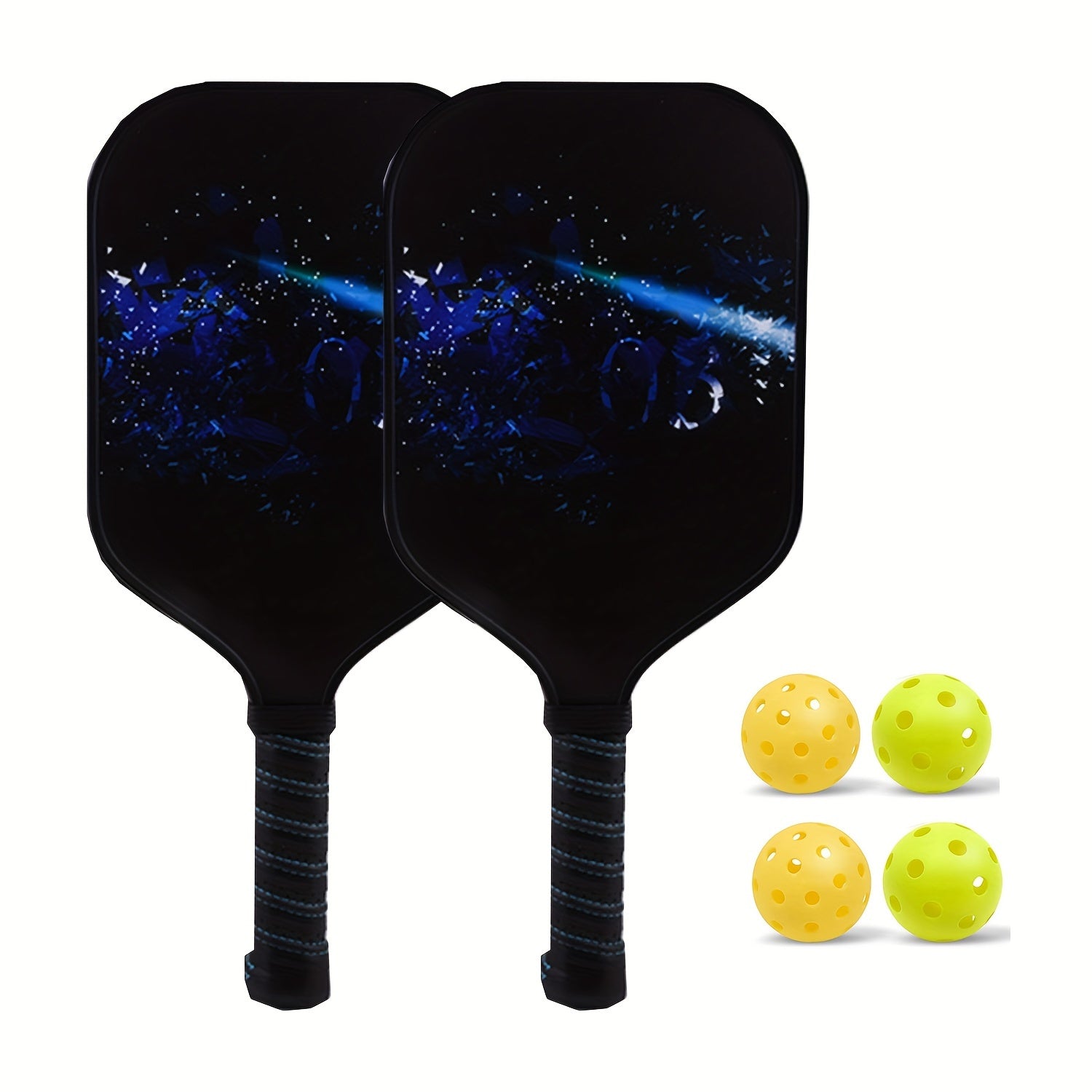 Fiberglass & Carbon Fiber Pickleball Set, 2 Rackets, 4 Balls, 1 Bag