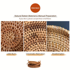 Rustic Hand Woven Rattan Serving Tray with Handles