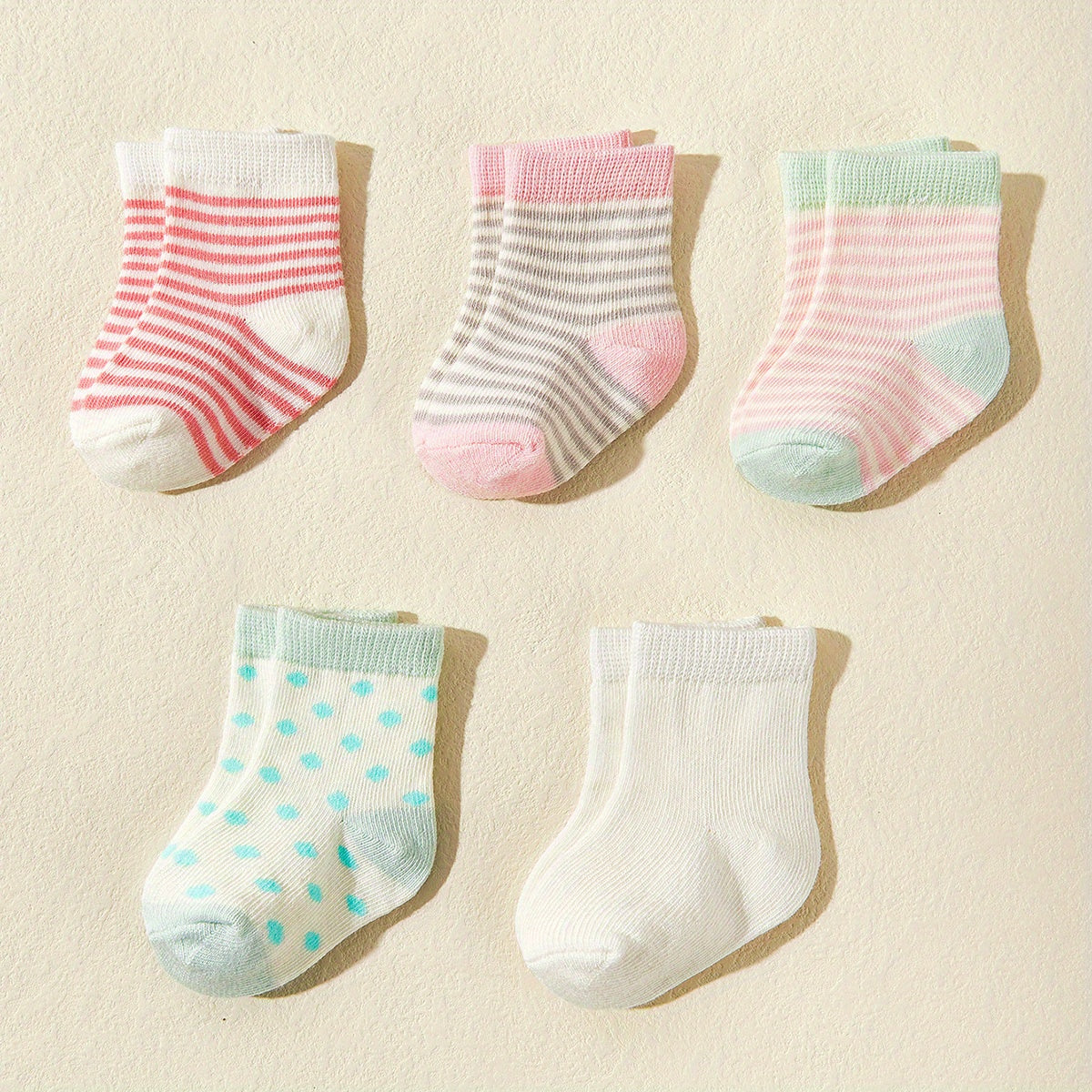 5pcs Baby Candy Striped Crew Socks Cotton Toddler Socks