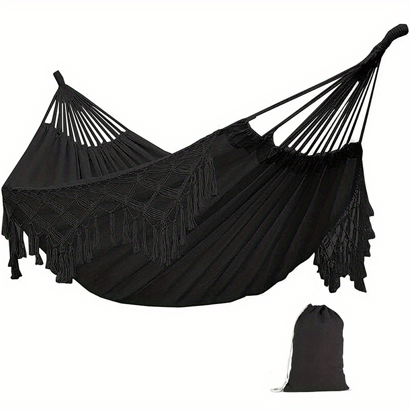 1pc Fringed Hammock With Straps for Outdoor Camping Travel