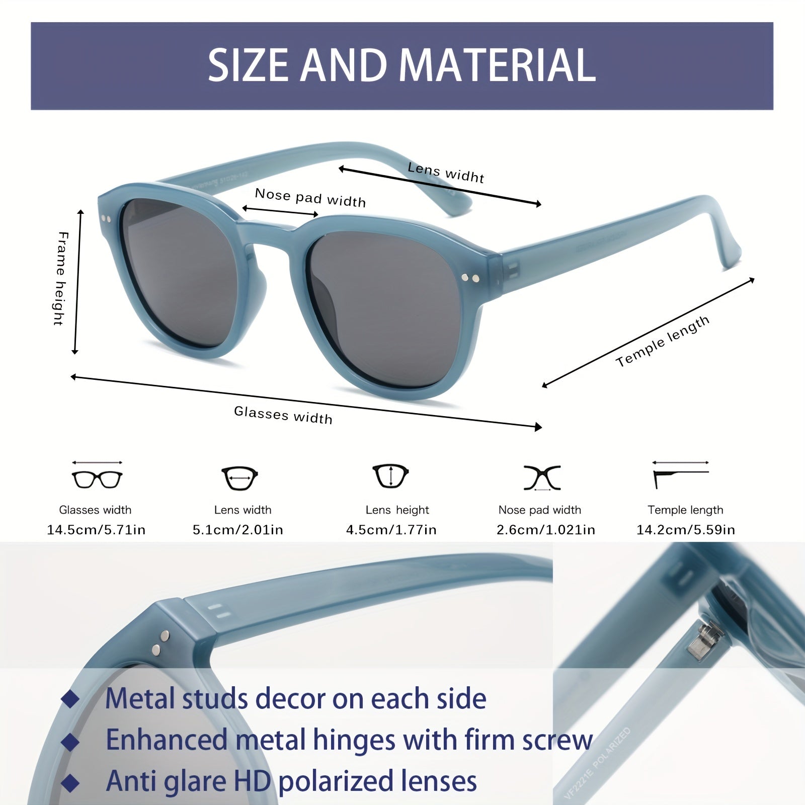 OUWEN Round Polarized Sunglasses Vintage Sun Glasses UV400 Protection