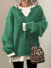Solid Jacquard Long Sleeve Sweater