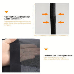 Magnetic Screen Door Thicker Fiberglass Mesh Self Sealing Double Door Net