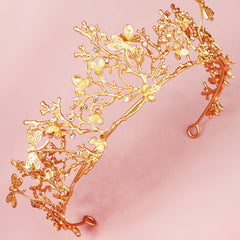 Vintage Crown Baroque Golden Tiara Bridal Headpiece Dragonfly Headband