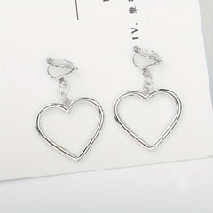 Hollow Heart Pendant Earrings & Ear Clips for Women