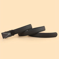 Men's Casual Middle Youth Jeans Leather Belt with Automatic Buckle