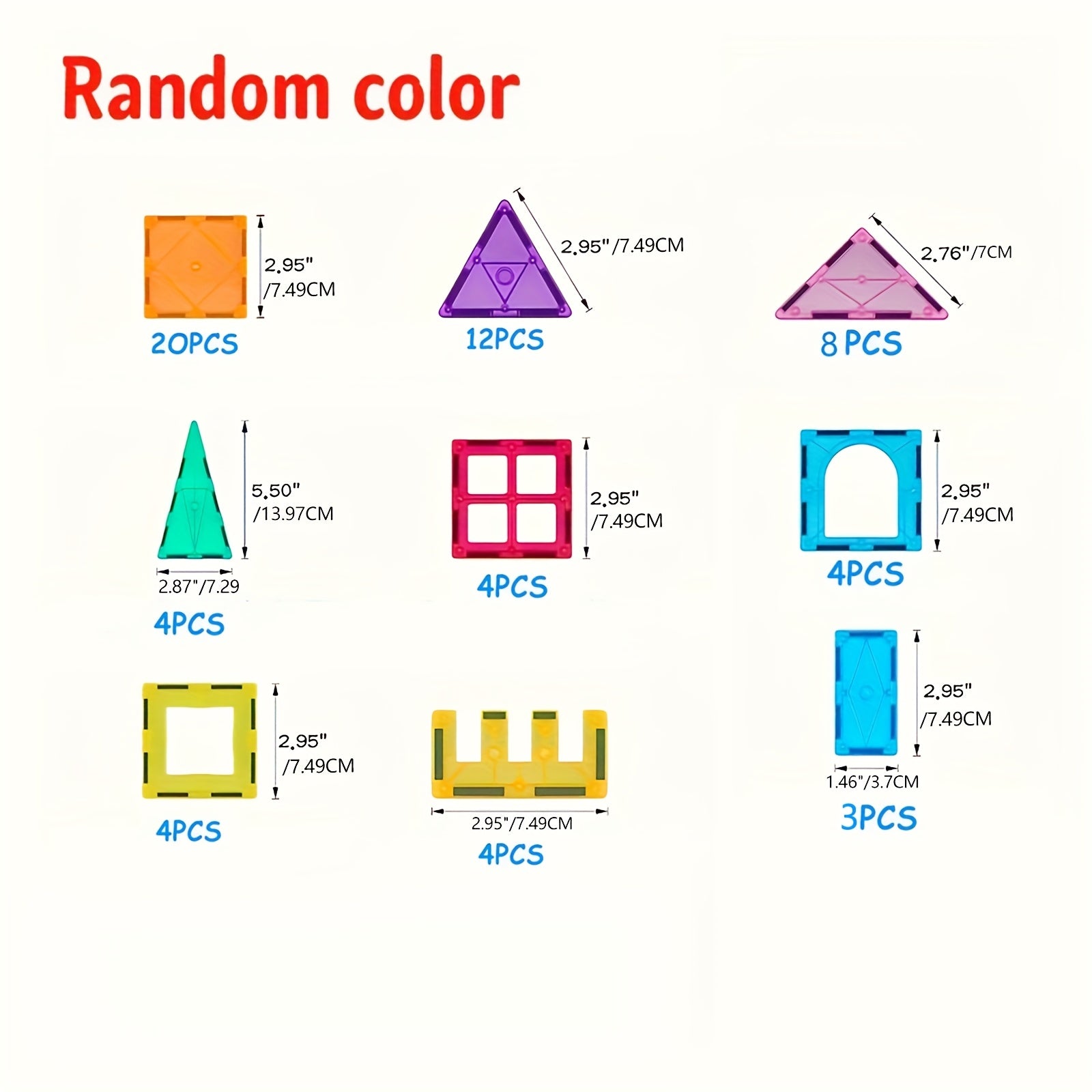 63pcs Kids Magnetic Tiles 3D Building Blocks Set Educational Toys - Boys & Girls
