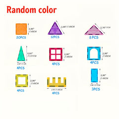 63pcs Kids Magnetic Tiles 3D Building Blocks Set Educational Toys - Boys & Girls