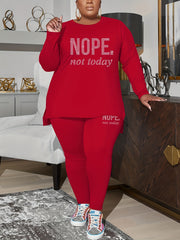 Rhinestone Letter Top & Leggings Two Piece Set