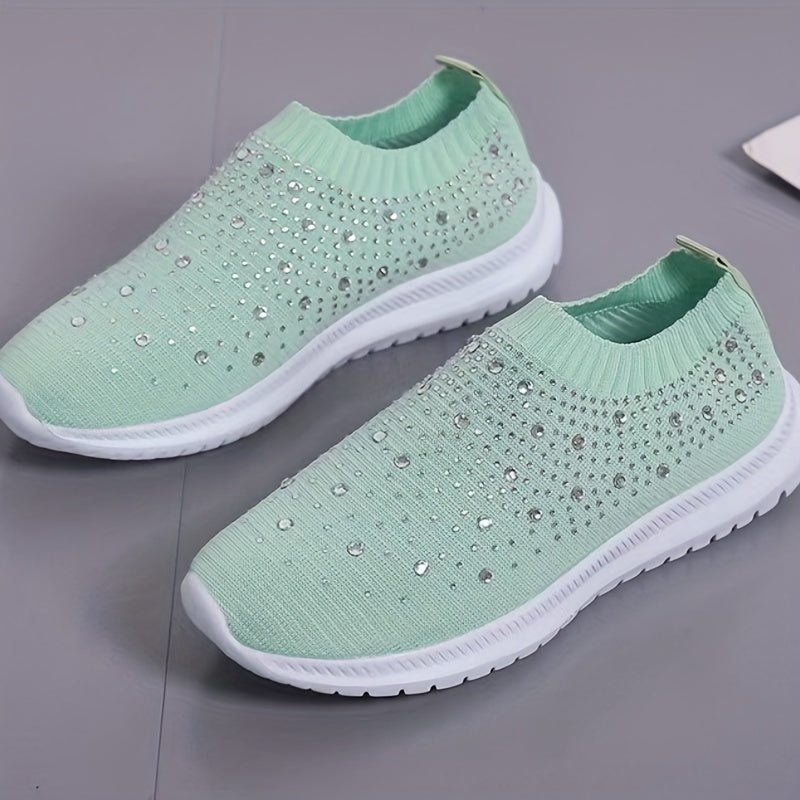 Women's Rhinestone Slip On Sneakers Outdoor Lightweight Shoes