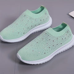 Women's Rhinestone Slip On Sneakers Outdoor Lightweight Shoes