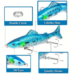 8pcs 18g Three Segment Minnow Lure Hard Bait Treble Hook Fishing Accessories