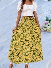 Floral Print Elastic Waist Skirt for Women