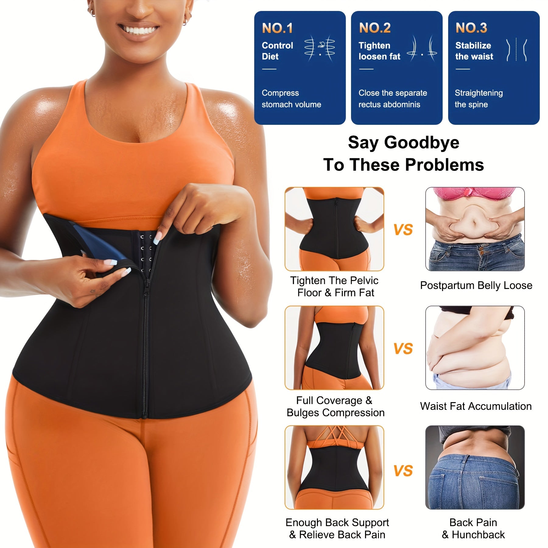 Waist Trainer Trimmer Belt Tummy Control Zipper Wrap Cincher Women's Shapewear