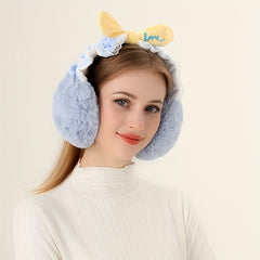 Bow Lace Plush Earmuffs Female Winter Warm Ear Protection