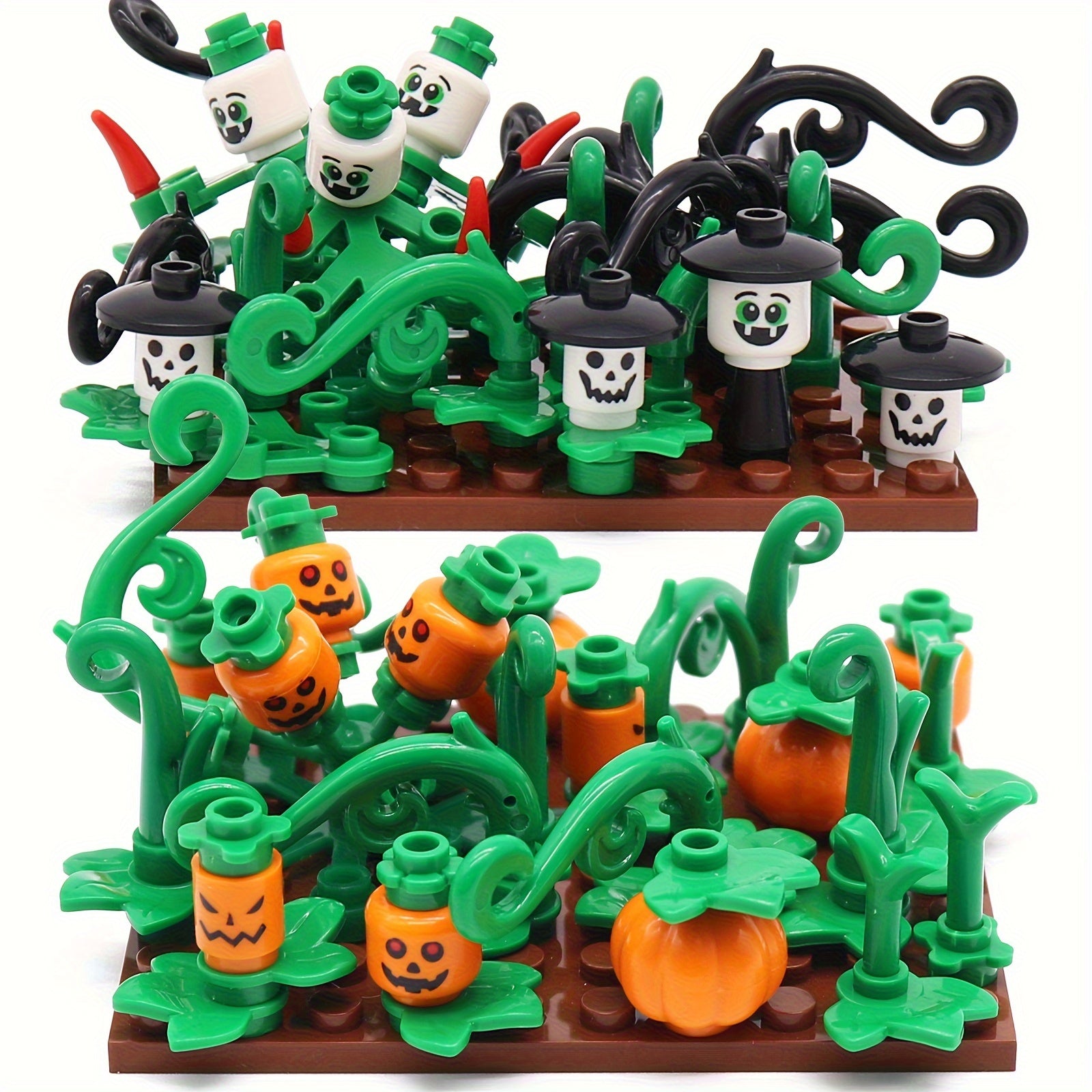 MARUMINE Halloween Building Blocks Set: Ghost Pumpkin Vines Scene Toy