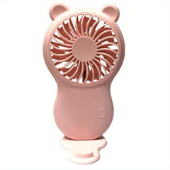 Bear Mini Small Fan Portable Pocket Handheld Fan with Mobile Phone Holder