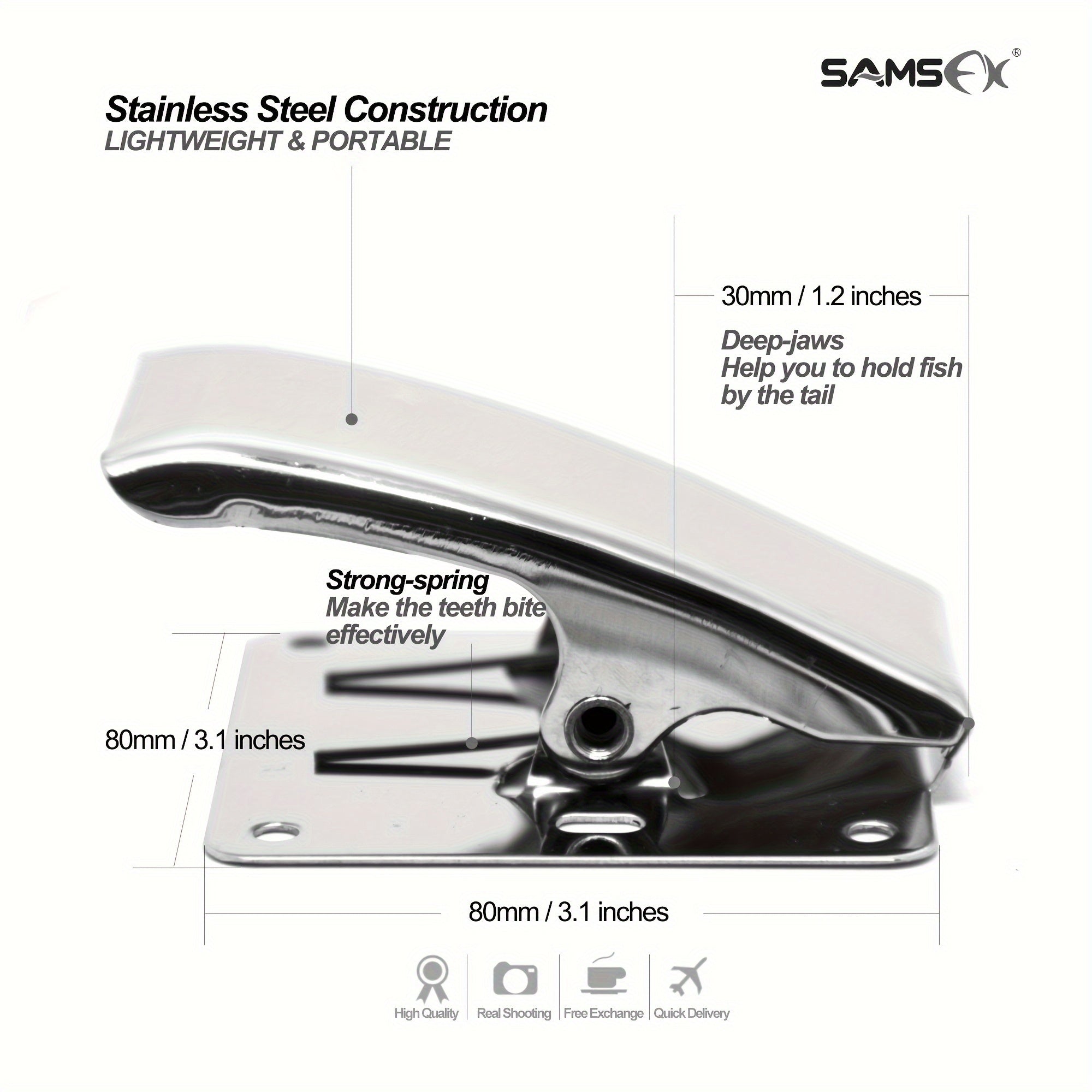 SAMSFX Stainless Steel Fish Clamp For Fish Cleaning Board
